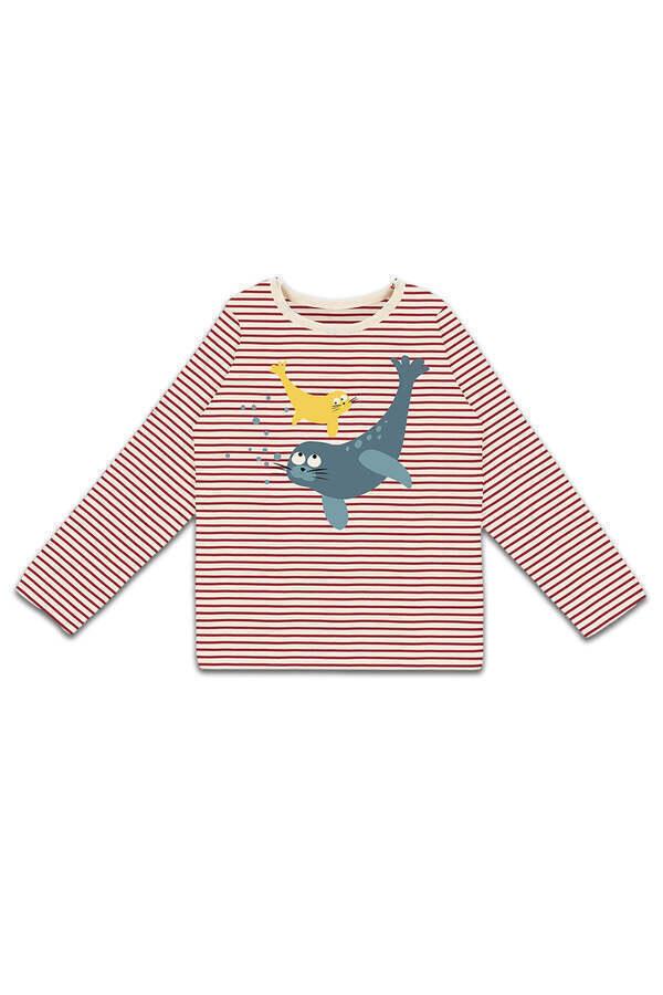 T-Shirt Maman et P'tit Phoque Rayures Rouges