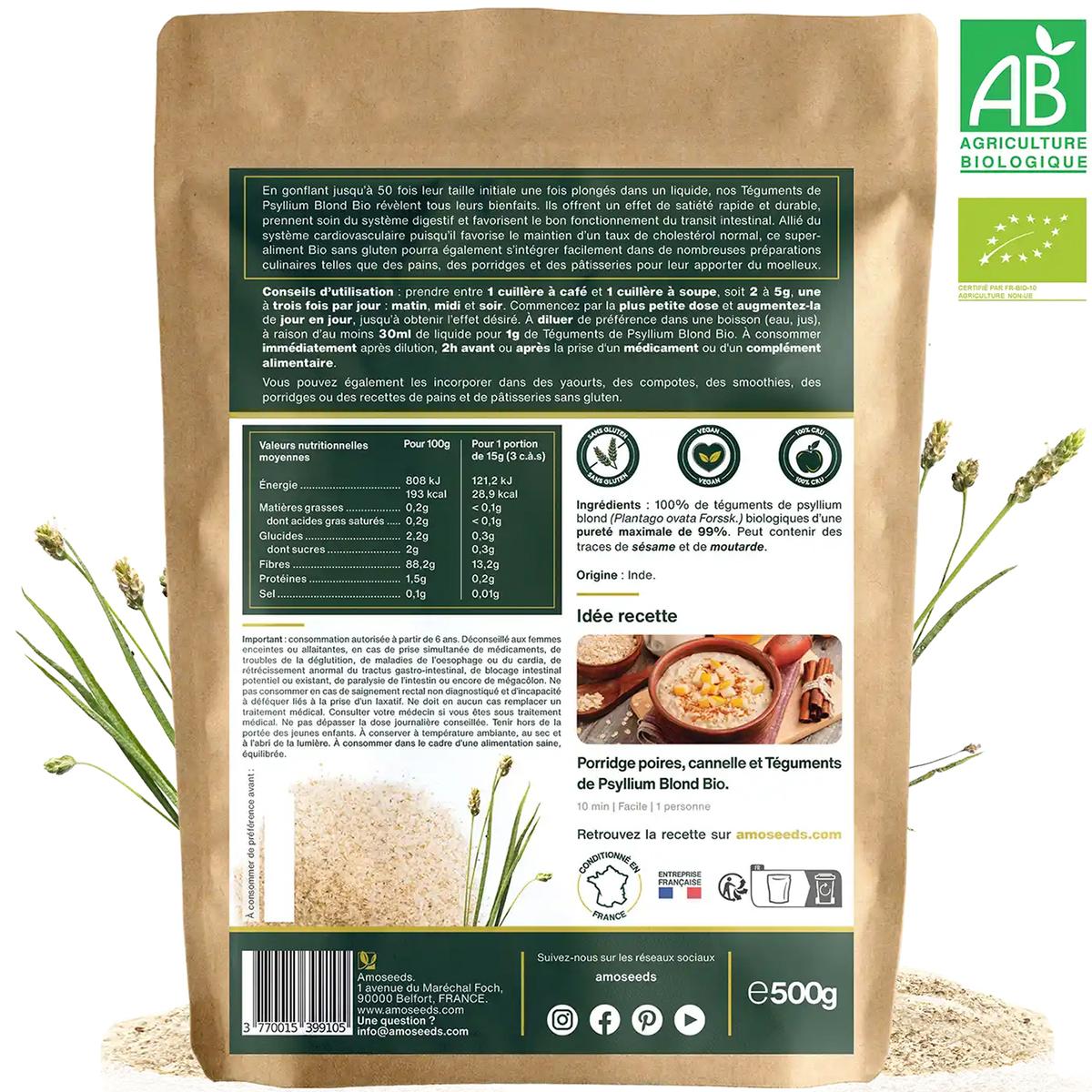 Psyllium Blond Bio 500g Téguments Purs 99% thumbnail