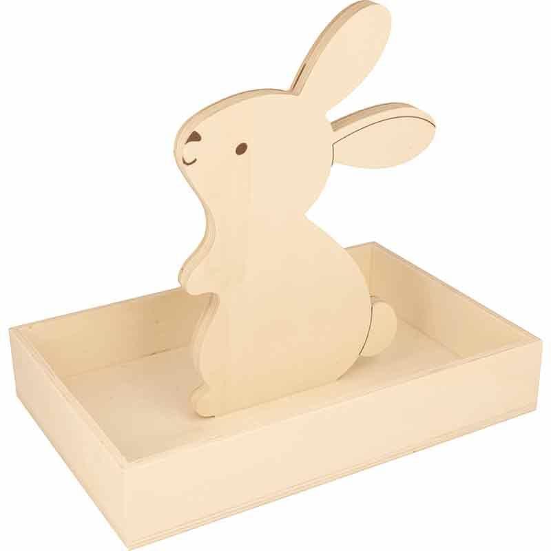 Plateau en bois avec lapin - 25 x 17 x 4,5 cm thumbnail