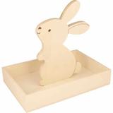 Plateau en bois avec lapin - 25 x 17 x 4,5 cm thumbnail