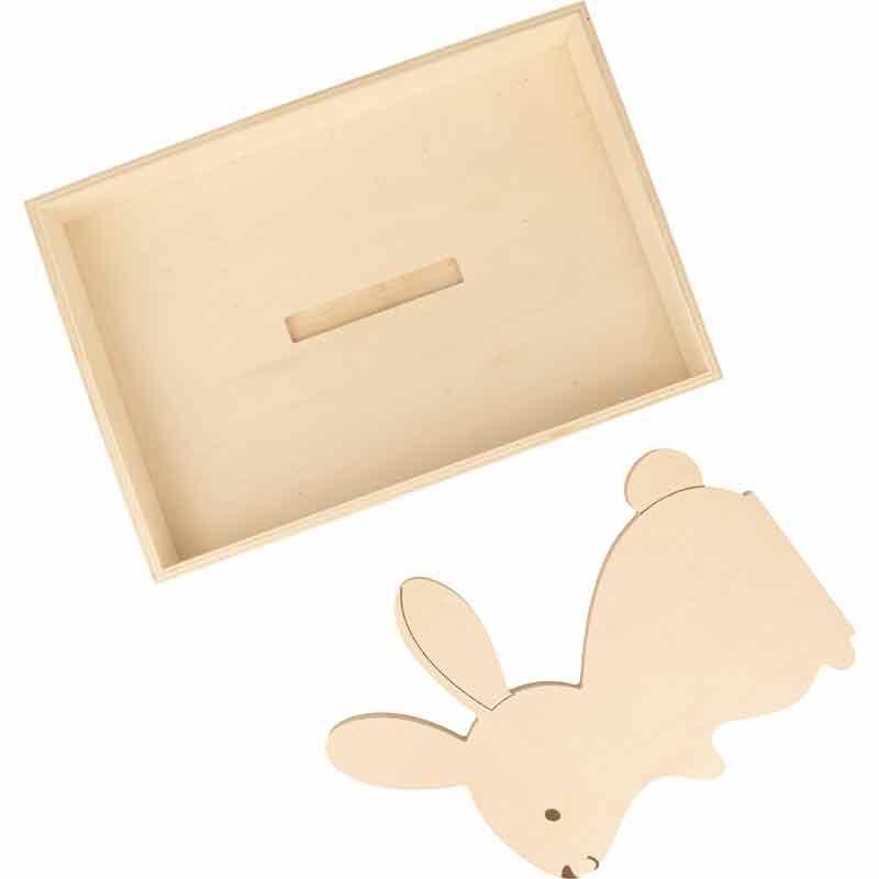 Plateau en bois avec lapin - 25 x 17 x 4,5 cm thumbnail