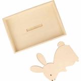 Plateau en bois avec lapin - 25 x 17 x 4,5 cm thumbnail