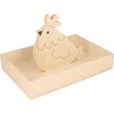 Plateau en bois avec poule - 25 x 17 x 4,5 cm thumbnail