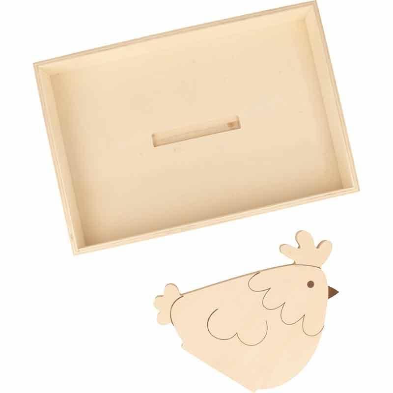 Plateau en bois avec poule - 25 x 17 x 4,5 cm thumbnail