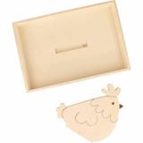 Plateau en bois avec poule - 25 x 17 x 4,5 cm thumbnail