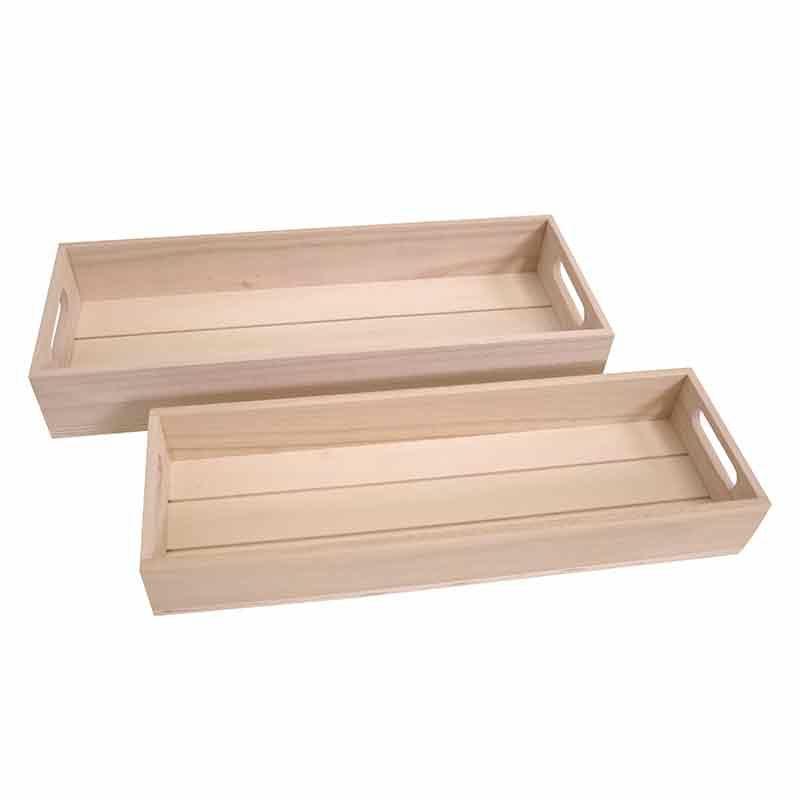 Set de 2 plateaux rectangulaires en bois thumbnail