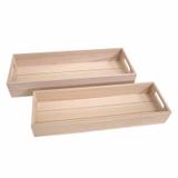 Set de 2 plateaux rectangulaires en bois thumbnail