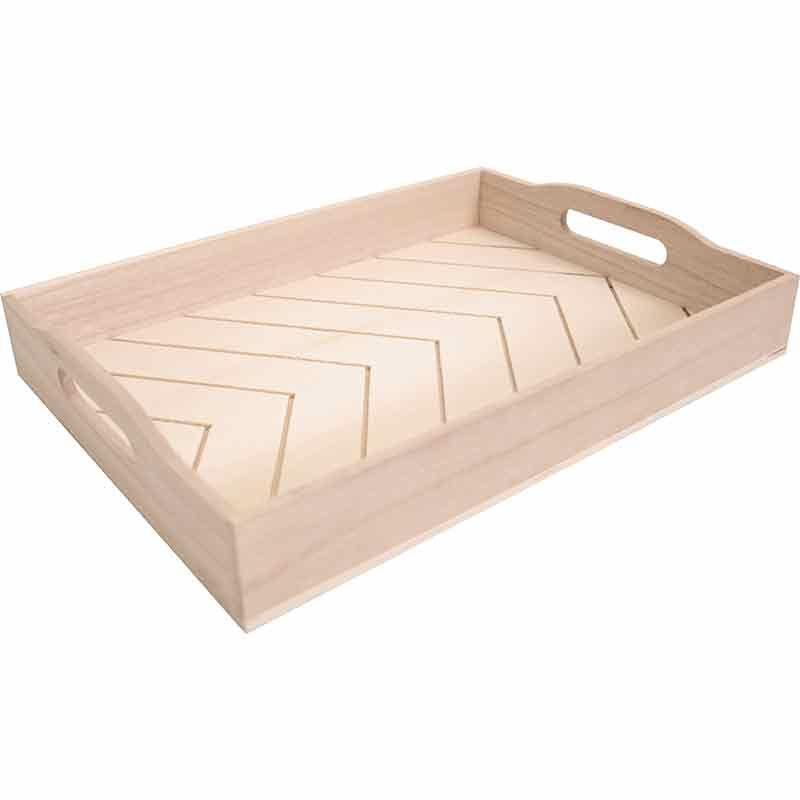 Plateau avec rainures en bois - 36,5 x 6,5 x 6 cm