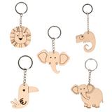 5 porte-clés en bois animaux de la savane thumbnail