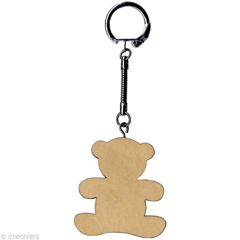 Porte clé Nounours à décorer en bois thumbnail