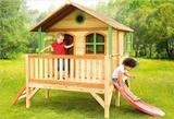 AXI Cabane enfant Brun vert avec toboggan Rouge thumbnail