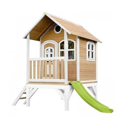 AXI Cabane enfant TOM Brun Blanc avec toboggan Citron vert