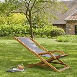 Transat gris en acacia massif et tissu thumbnail
