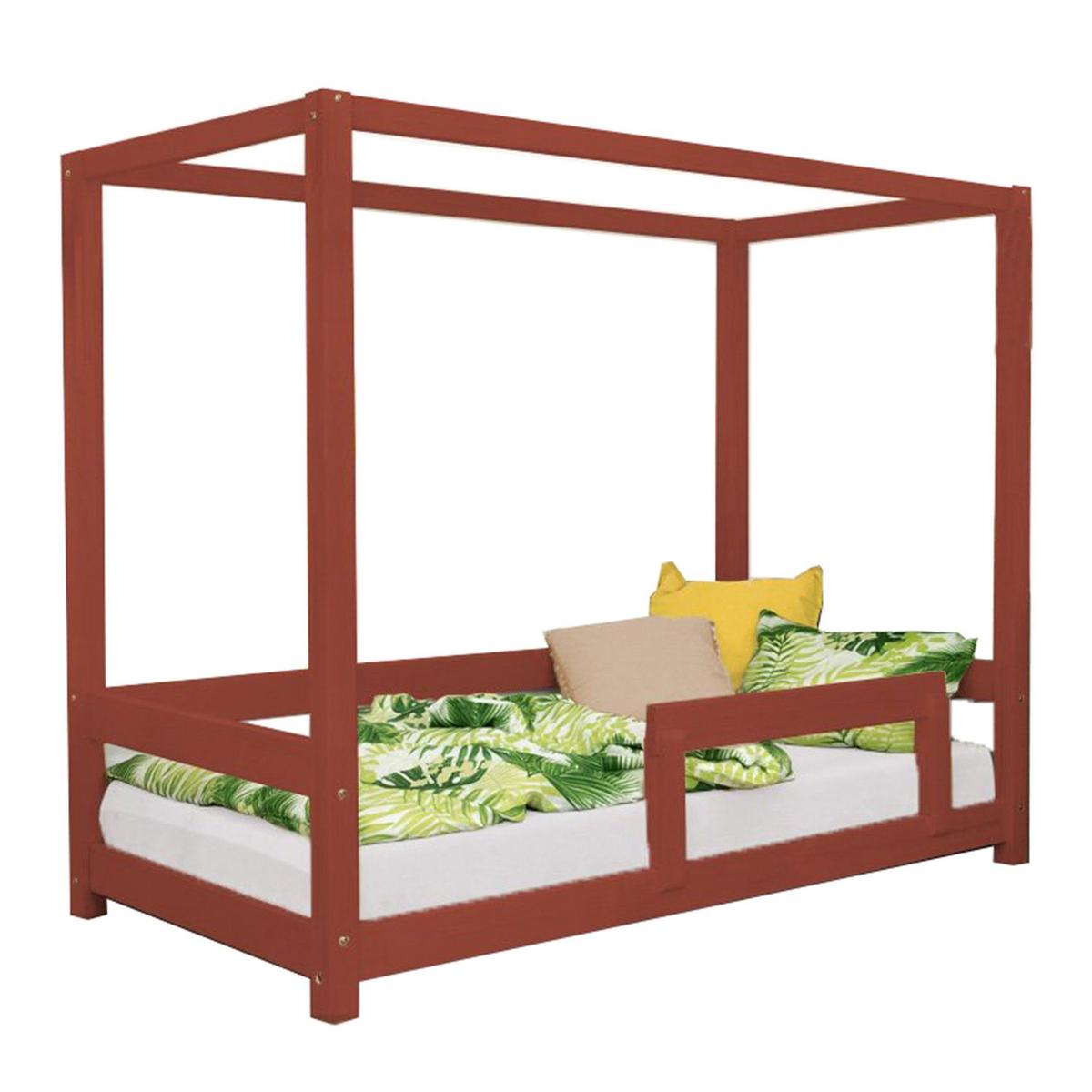 Lit cabane enfant BUNKY 120 x 190 rouge brique thumbnail