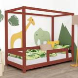 Lit cabane enfant BUNKY 120 x 190 rouge brique thumbnail