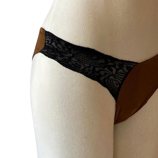 Tanga menstruelle avec dentelle - Taille L - Marron - Tout flux thumbnail