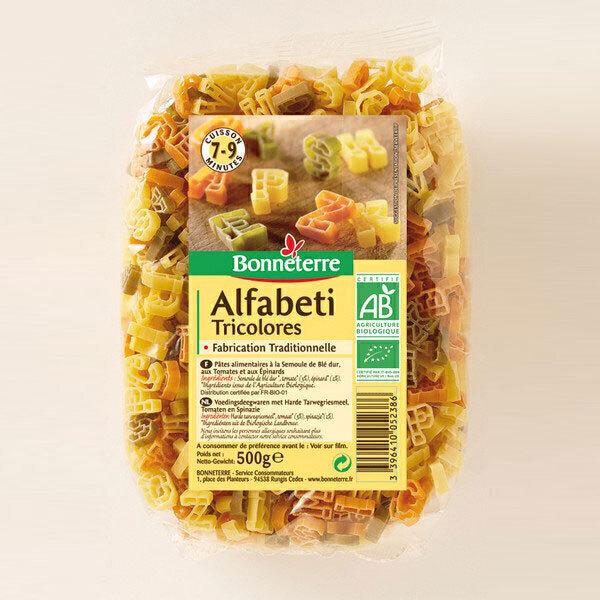 Pâtes alphabets tricolores 500g