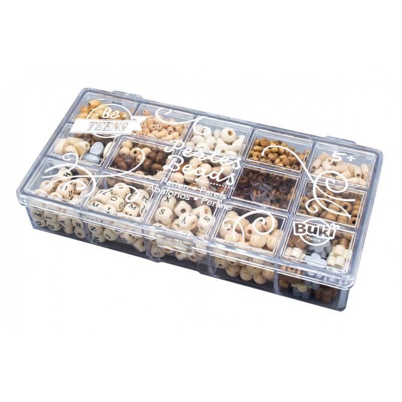 Boîte de perles en bois naturel thumbnail