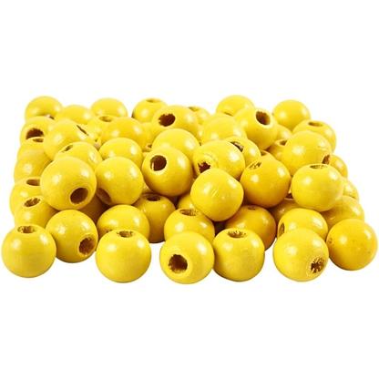 Perles en bois - Jaune - 12 mm - 40 pcs