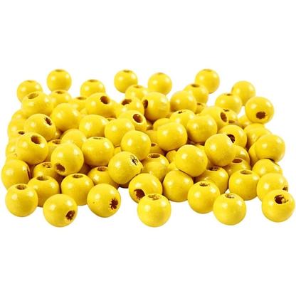 Assortiment de perles en bois 8 mm - Jaune - 80 pcs