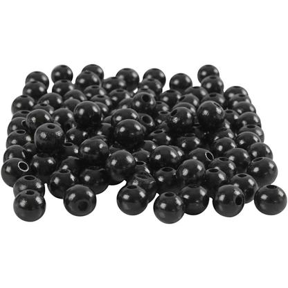 Assortiment de perles en bois 8 mm - Noir - 80 pcs