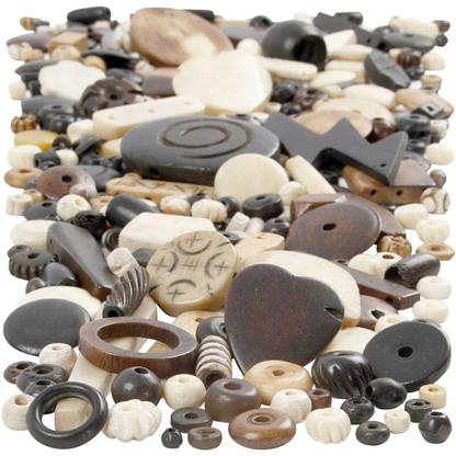 Assortiment de perles en os - 5 à 30 mm - 300 g