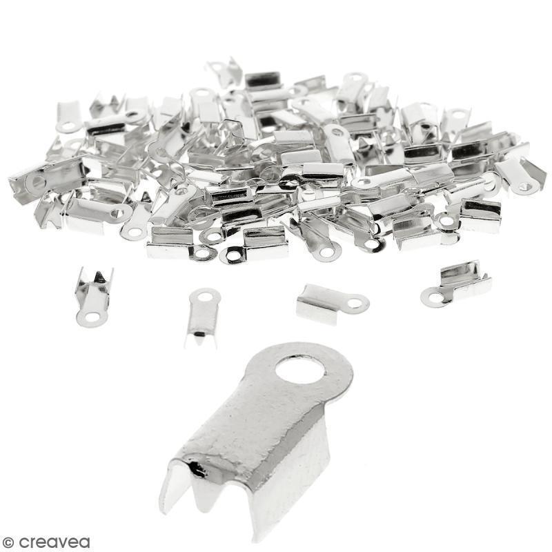 Embouts pince-lacets - 4 mm - Argenté - 100 pcs