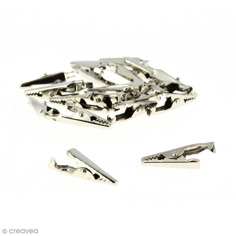 Pince crocodile 32 mm - Argenté - 20 pcs