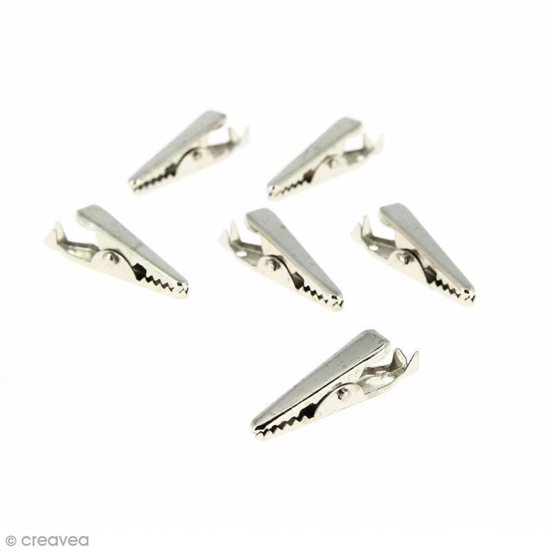 Pince crocodile 32 mm - Argenté - 6 pcs