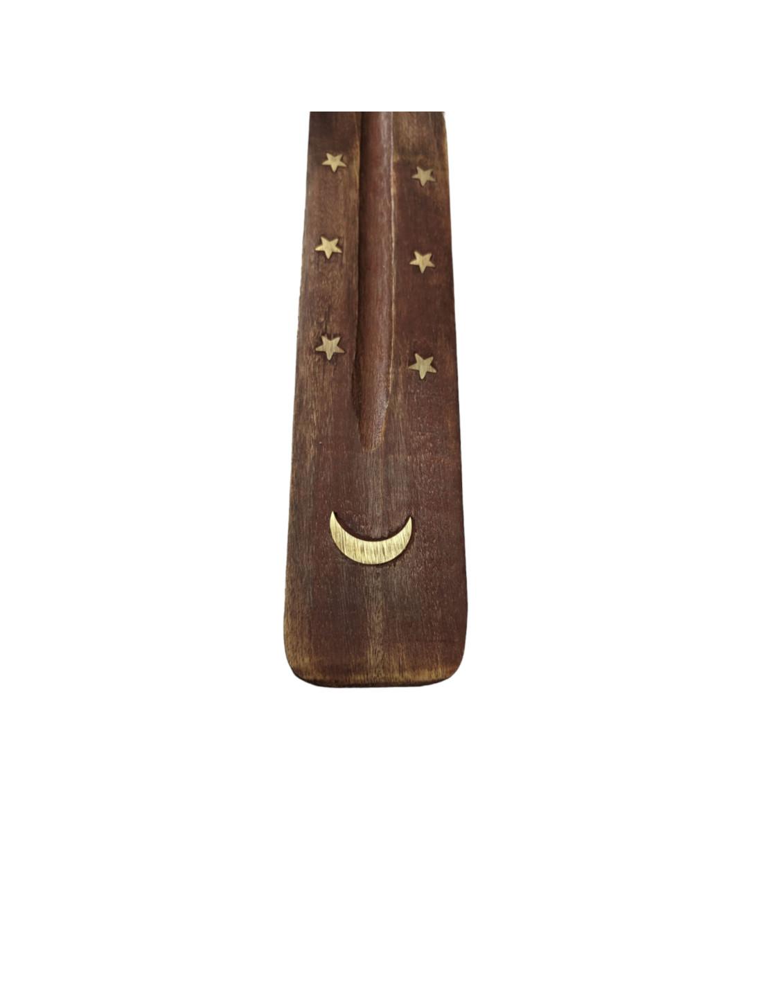 Porte-encens en bois motif Lune - Pour bâtons thumbnail