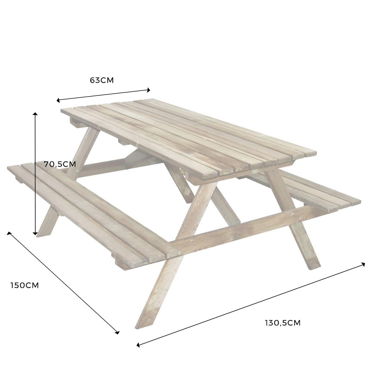 Table pique-nique en bois 4 places Marly thumbnail