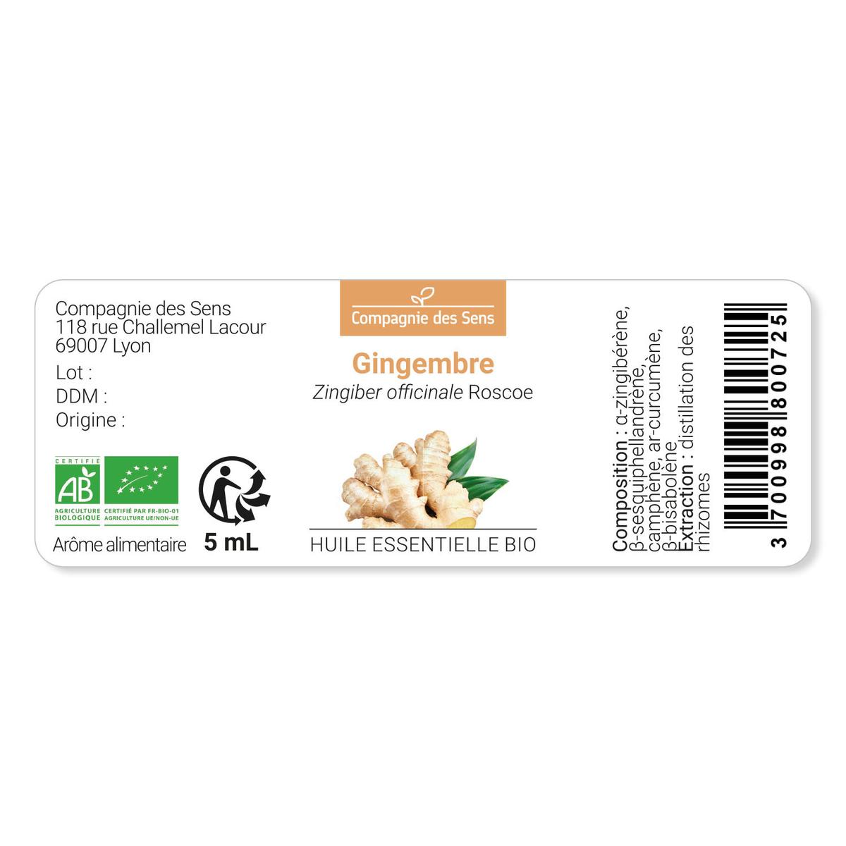 GINGEMBRE - Huile essentielle BIO - 10mL thumbnail