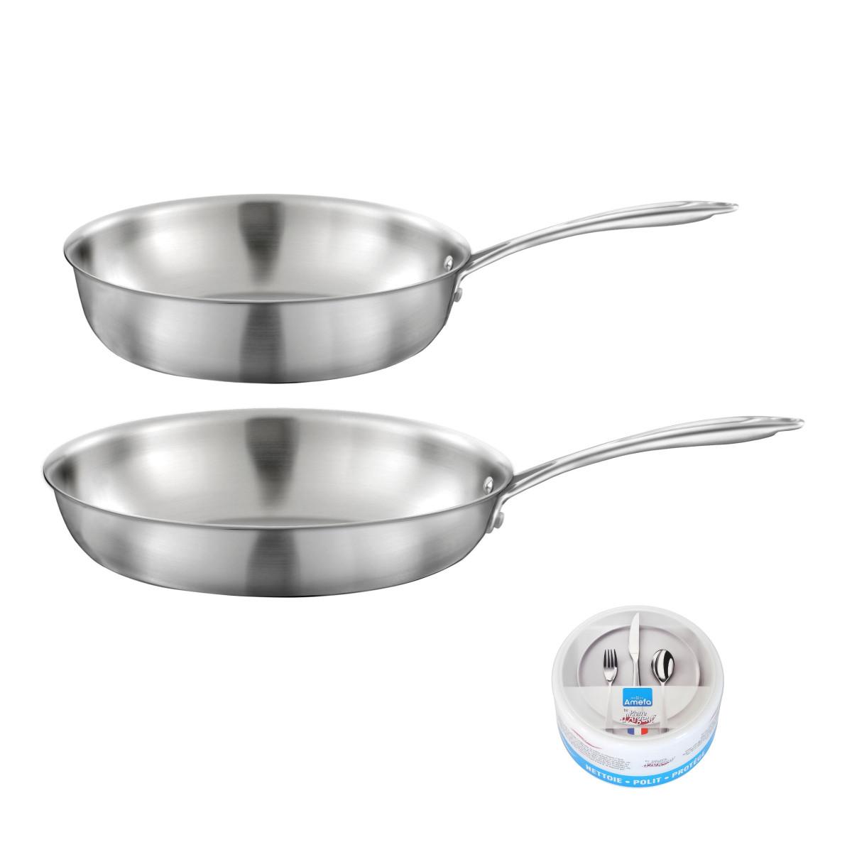 Gourmet - Lot 1 poêle inox 28cm, 1 sauteuse inox 24cm, 1 pierre thumbnail