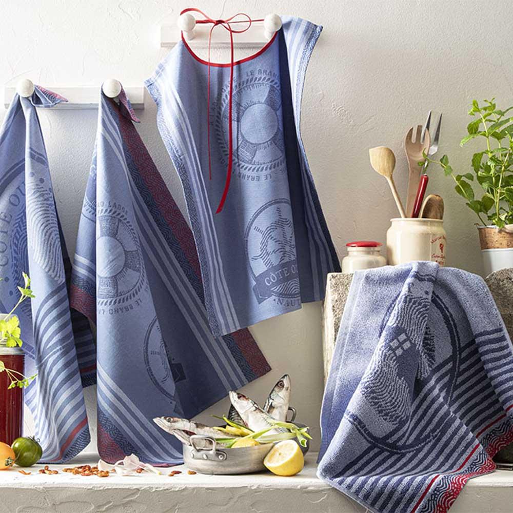 Torchon en coton bleu 50x75 thumbnail