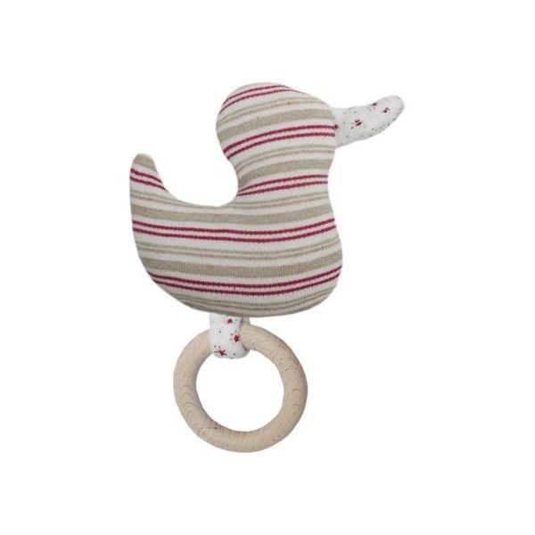 Doudou Hochet Efie Canard 12 cm Coton Bio thumbnail