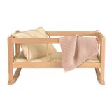 Berceau en bois avec couverture tricot thumbnail