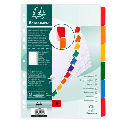 Jeu d'intercalaire 6 positions en carte blanche Format A4. x20