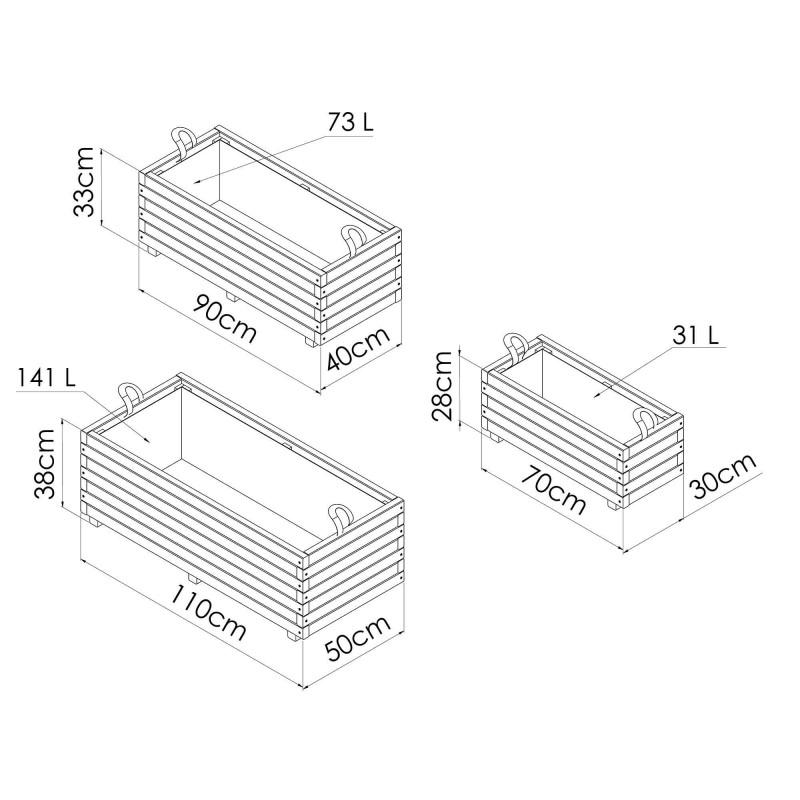 Lot de 3 bacs Baroque : 31L & 73L & 141L thumbnail
