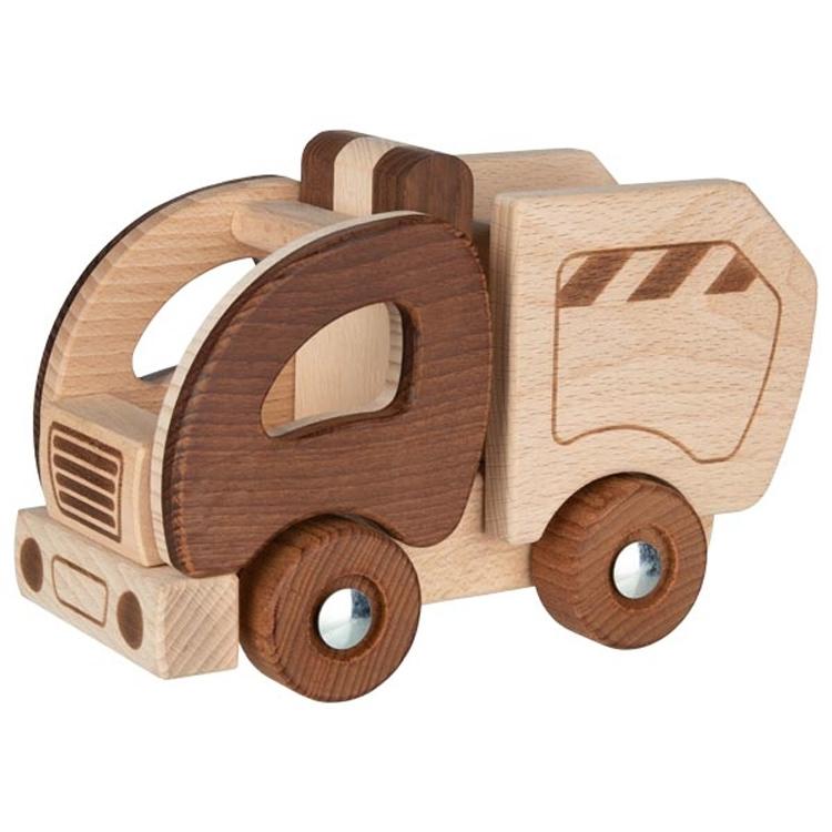 Camion poubelle en bois naturel thumbnail