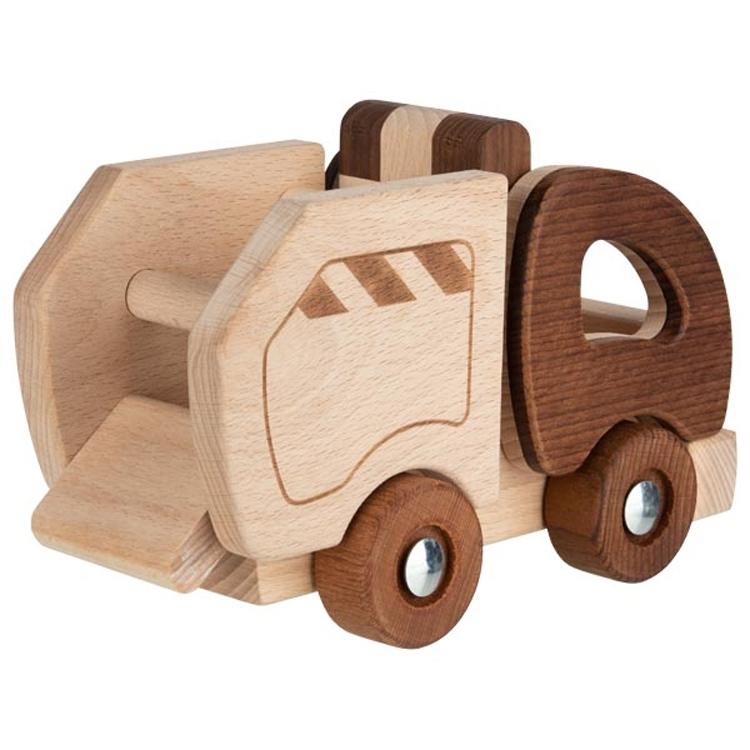 Camion poubelle en bois naturel thumbnail