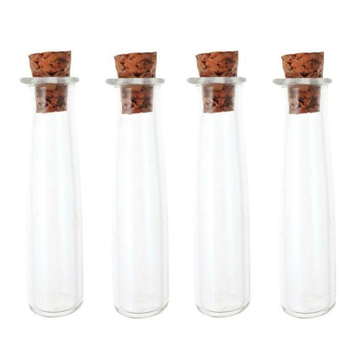 4 mini tubes en verre 4 cm à bouchon liège