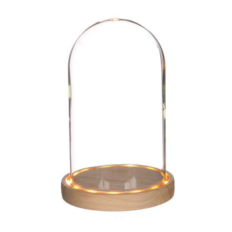 Cloche en verre lumineuse 21,5 cm x Ø 14 cm