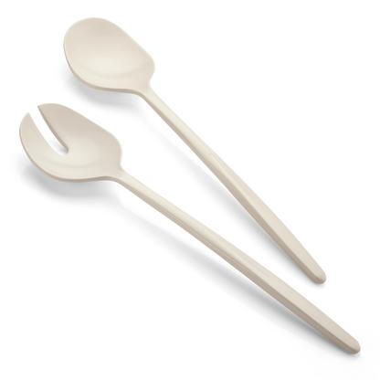 Couverts à salade en plastique recyclé blanc 28 cm