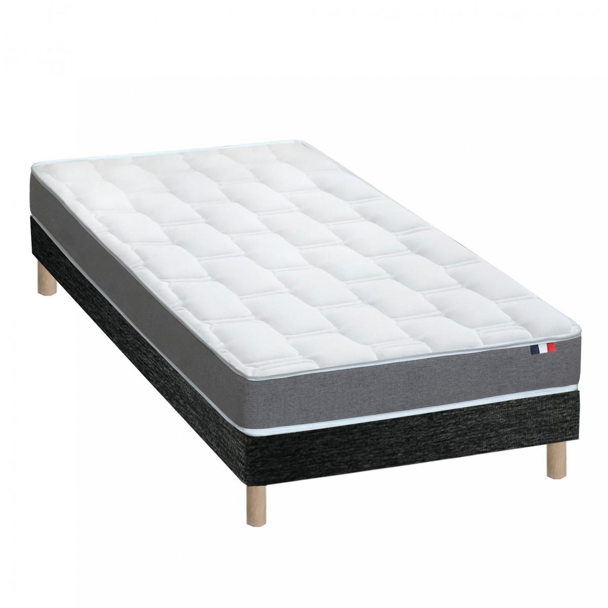 Ensemble matelas mousse hr sommier noir 90x190 thumbnail