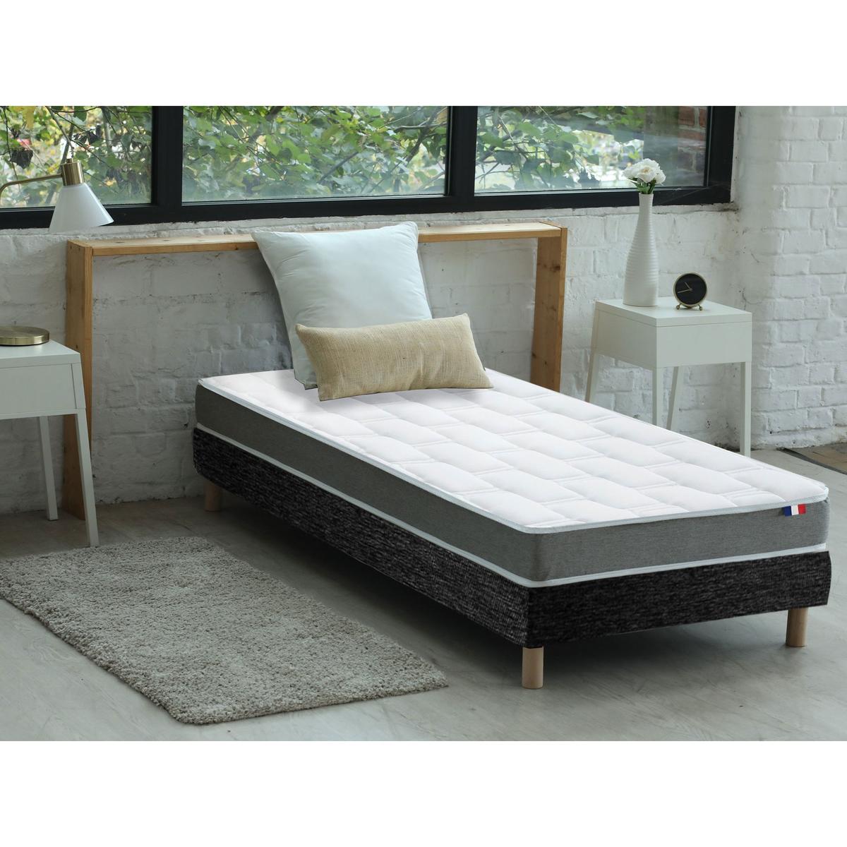 Ensemble matelas mousse hr sommier noir 90x190 thumbnail