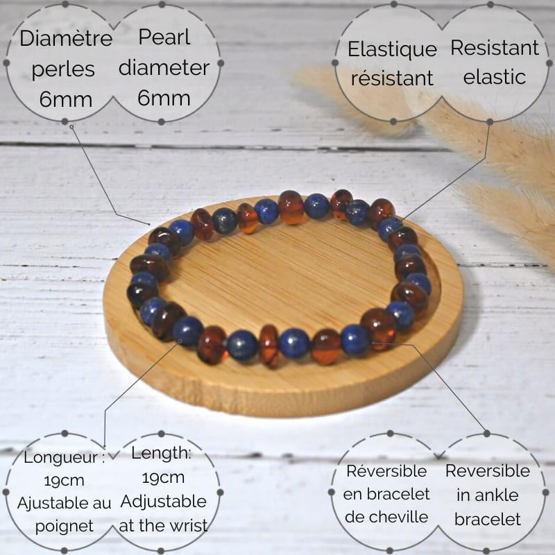 Bracelet adulte - Ambre / Lapis Lazuli thumbnail
