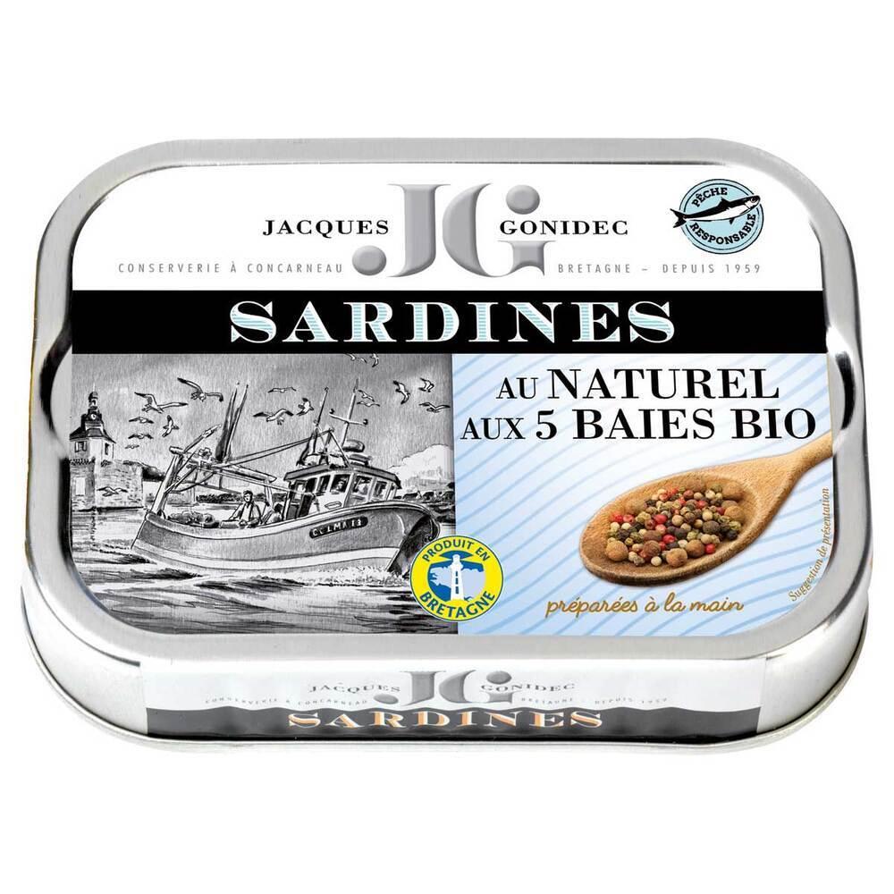 Sardines au naturel aux 5 baies 115g