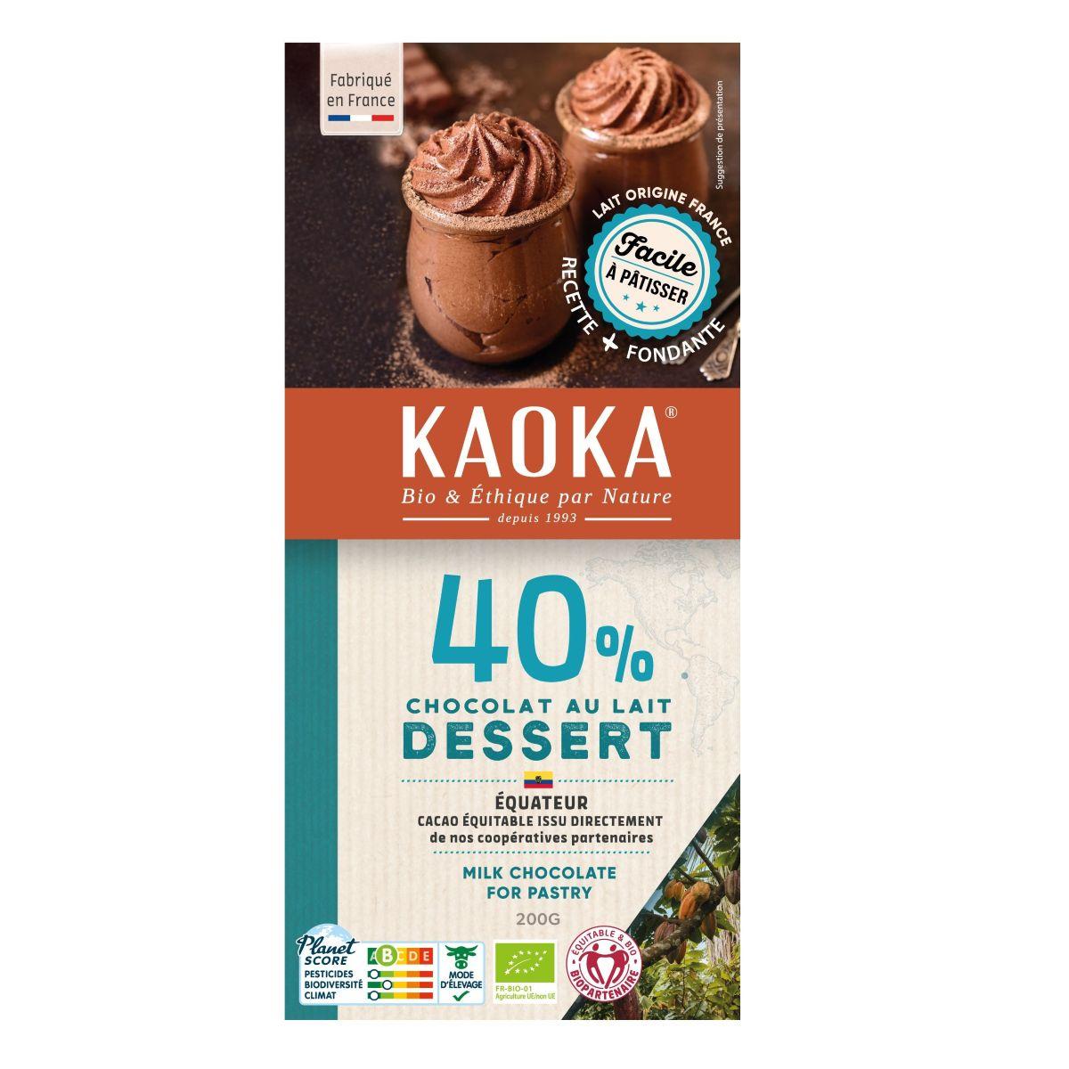 Tablette chocolat au lait Dessert 40% 200g