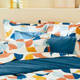 Taie d'oreiller 50x70 cm percale de coton MODULO bleu cobalt thumbnail