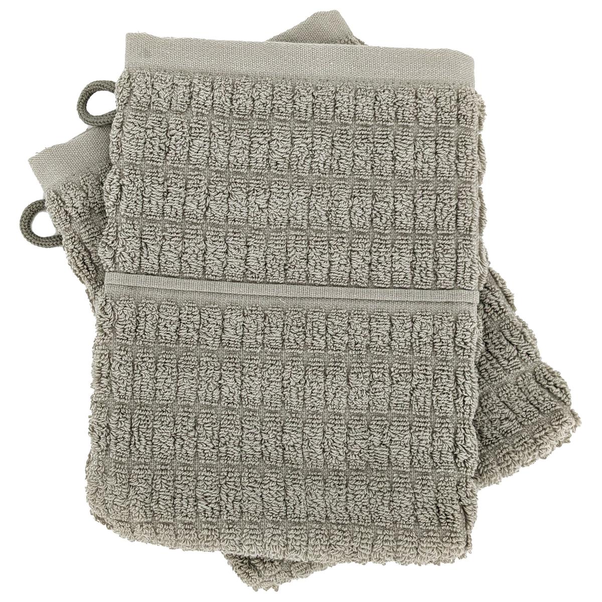 Lot de 2 gants de toilette en fils retors 16x21 cm pur coton col thumbnail